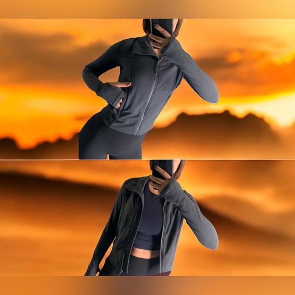 Lululemon Athletica Women’s Charcoal Gray Bomber Jacket Size 8/10 Luon Fabric - Picture 2 of 16